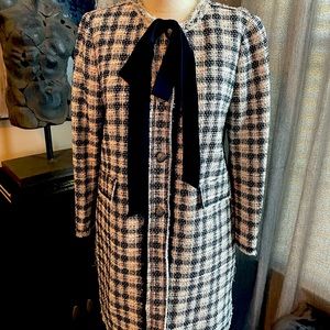 Zara blue and cream tweed coat NWT